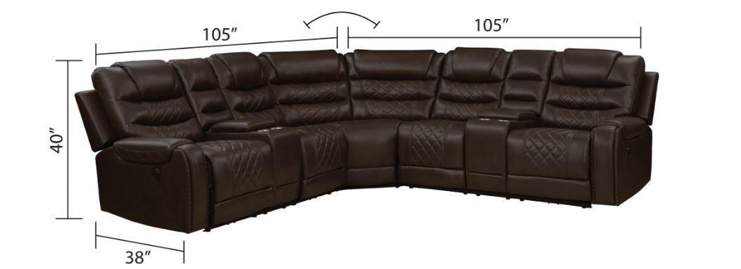 

        
Galaxy Home Furniture TENNESSEE-BR-Sect Recliner Sectional Espresso Eco Leather 698781128688
