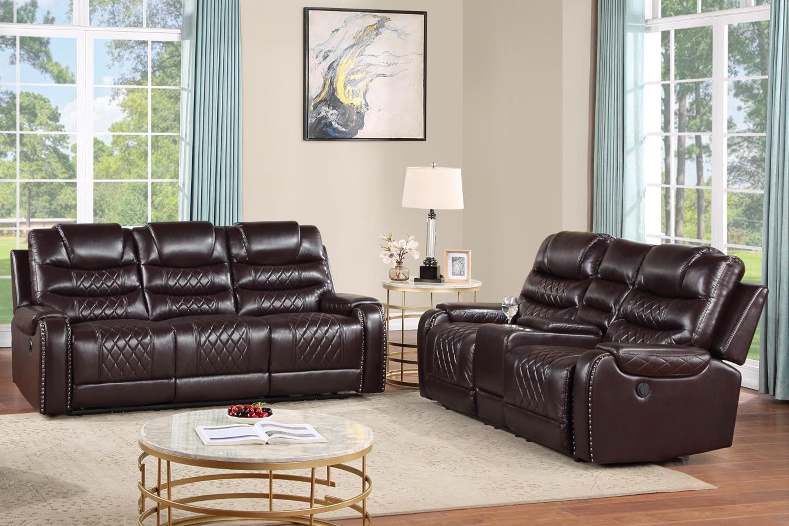 Contemporary, Modern Recliner Sofa Set TENNESSEE-BR TENNESSEE-BR-S-L in Espresso Eco Leather