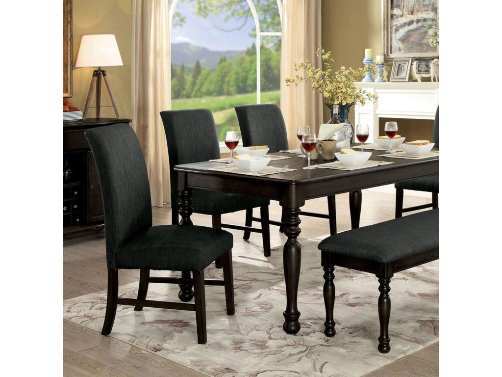 

    
Dark Gray Finish Dining Room Set 6Pcs w/Bench Siobhan II by Furniture of America
