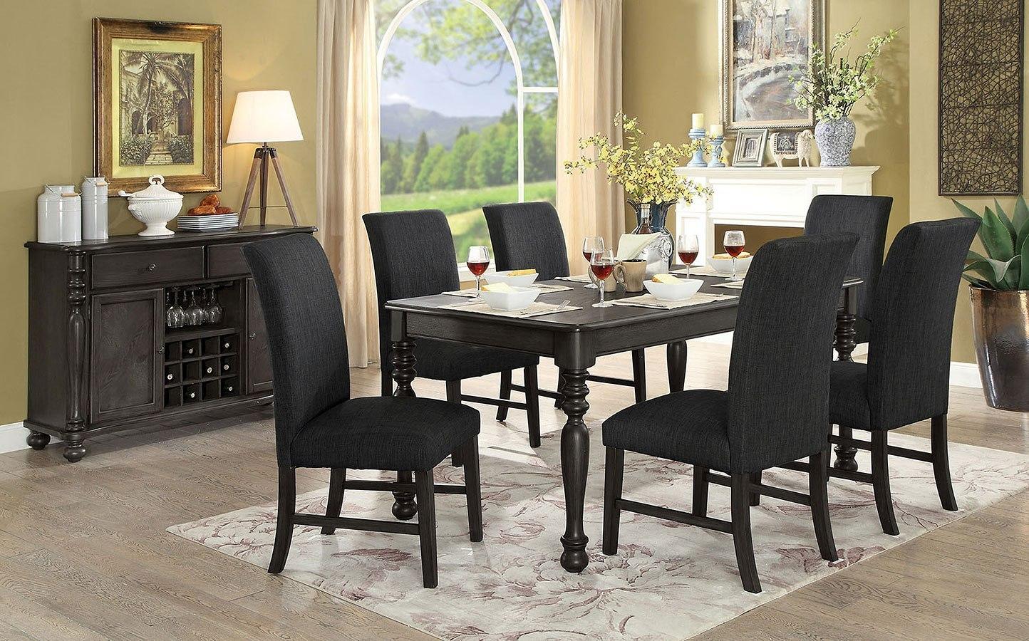 

    
Dark Gray Finish Dining Room Set 7Pcs Siobhan II by Furniture of America
