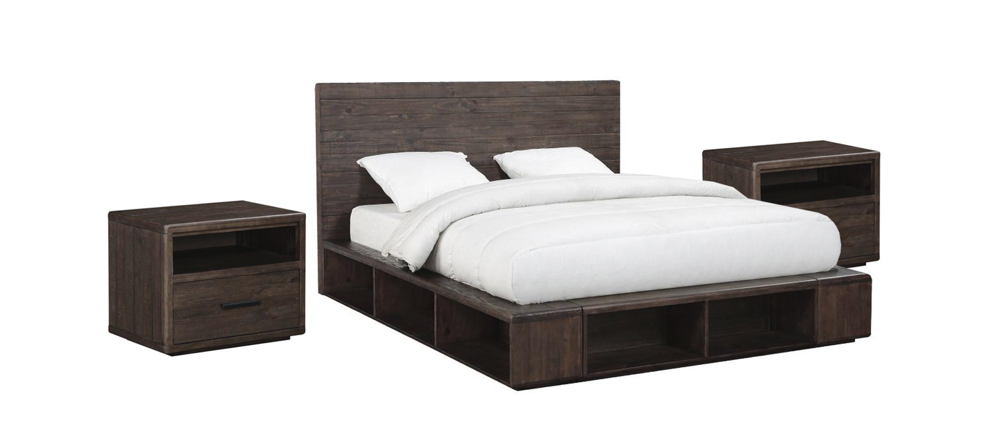 

    
Espresso Finish Queen Platform Bedroom Set 3Pcs with Open Storage MCKINNEY by Modus Furniture
