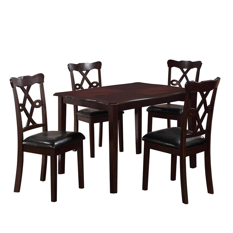 Transitional Dining Room Set Copper Copper-Set-5 in Espresso Faux Leather
