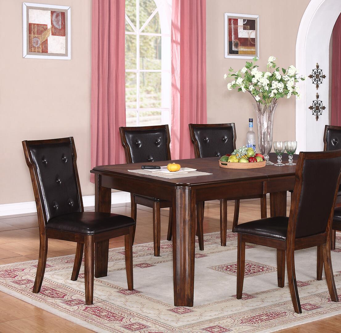 Transitional Dining Room Set Pam Pam-Set-5 in Espresso Faux Leather