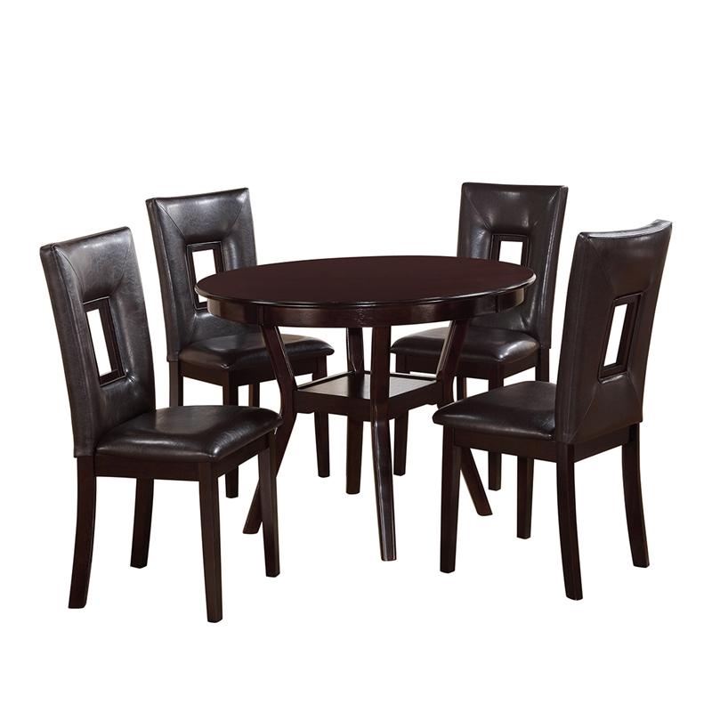 Transitional Dining Room Set Poppy Poppy-Set-5 in Espresso Faux Leather