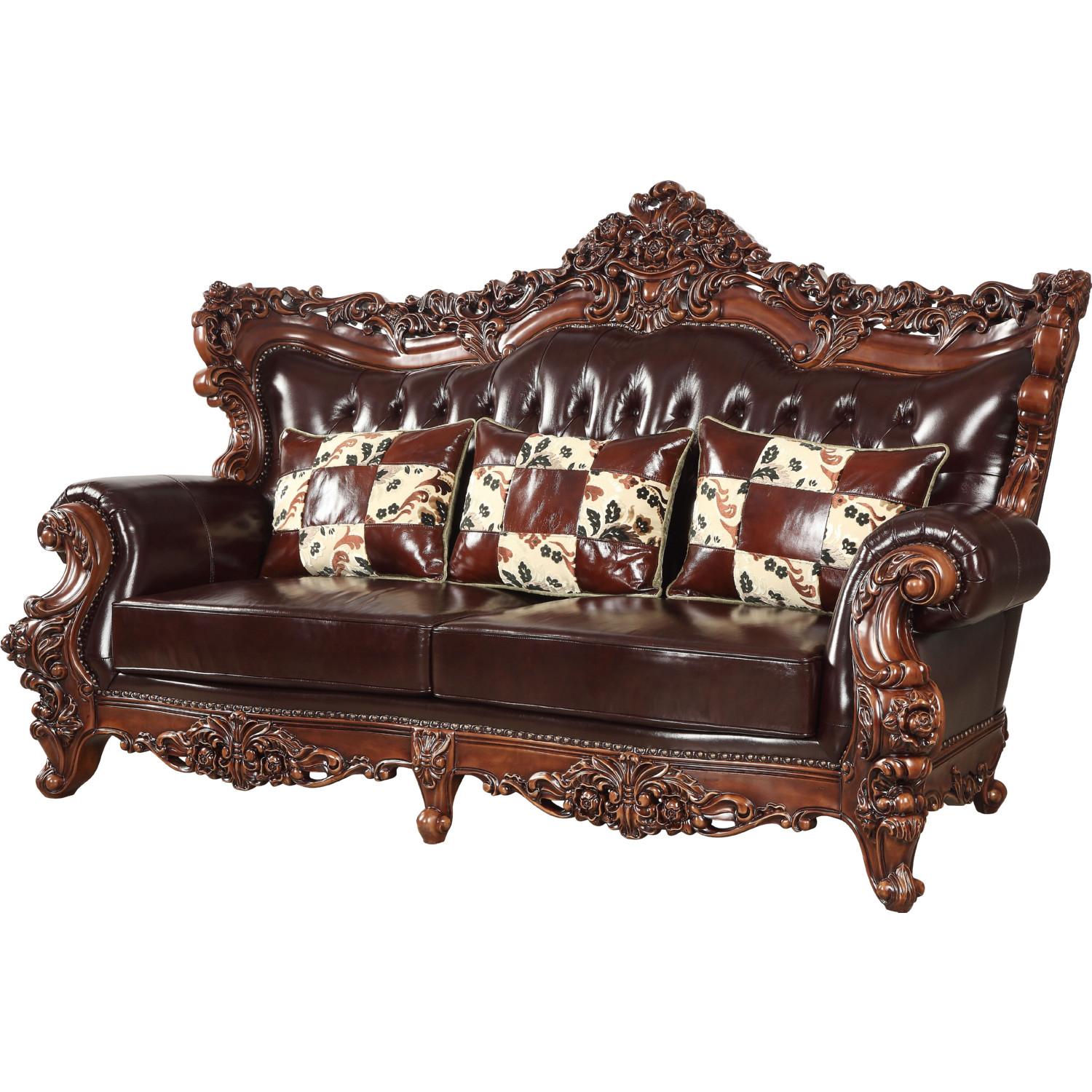 Classic, Traditional Sofa Forsythia 53070 53070-Forsythia in Dark Walnut, Espresso Leather