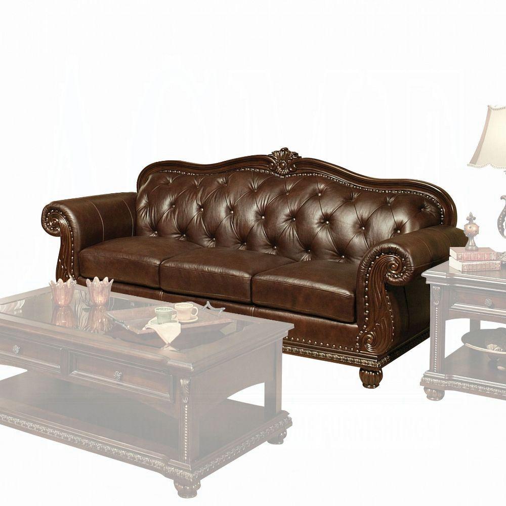 

    
Espresso Top Grain Leather Tufted Sofa 15030 Anondale Acme Classic Traditional
