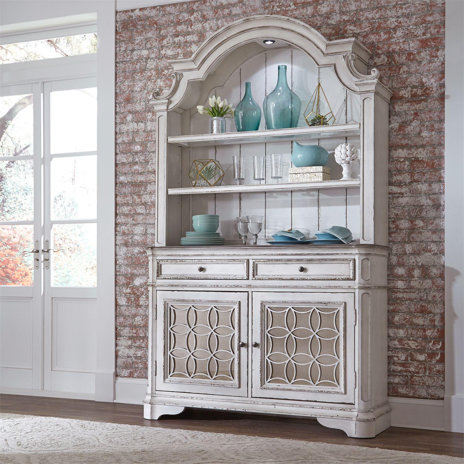 European Traditional Hutch & Buffet Magnolia Manor  (244-DR) Buffet 244-DR-HB in White 