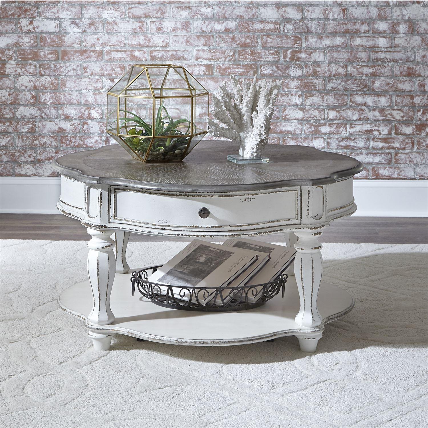 

    
Antique White Wood Coffee Table Magnolia Manor 244-OT1011 Liberty Furniture
