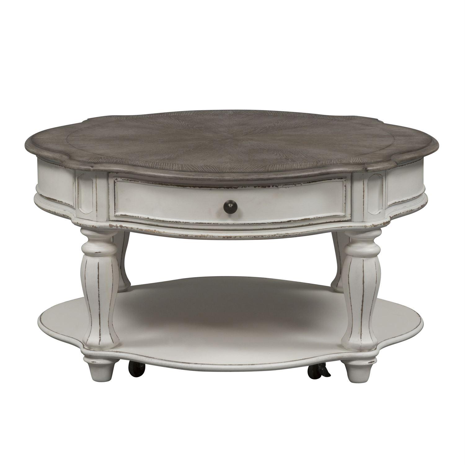 

    
Antique White Wood Coffee Table Magnolia Manor 244-OT1011 Liberty Furniture
