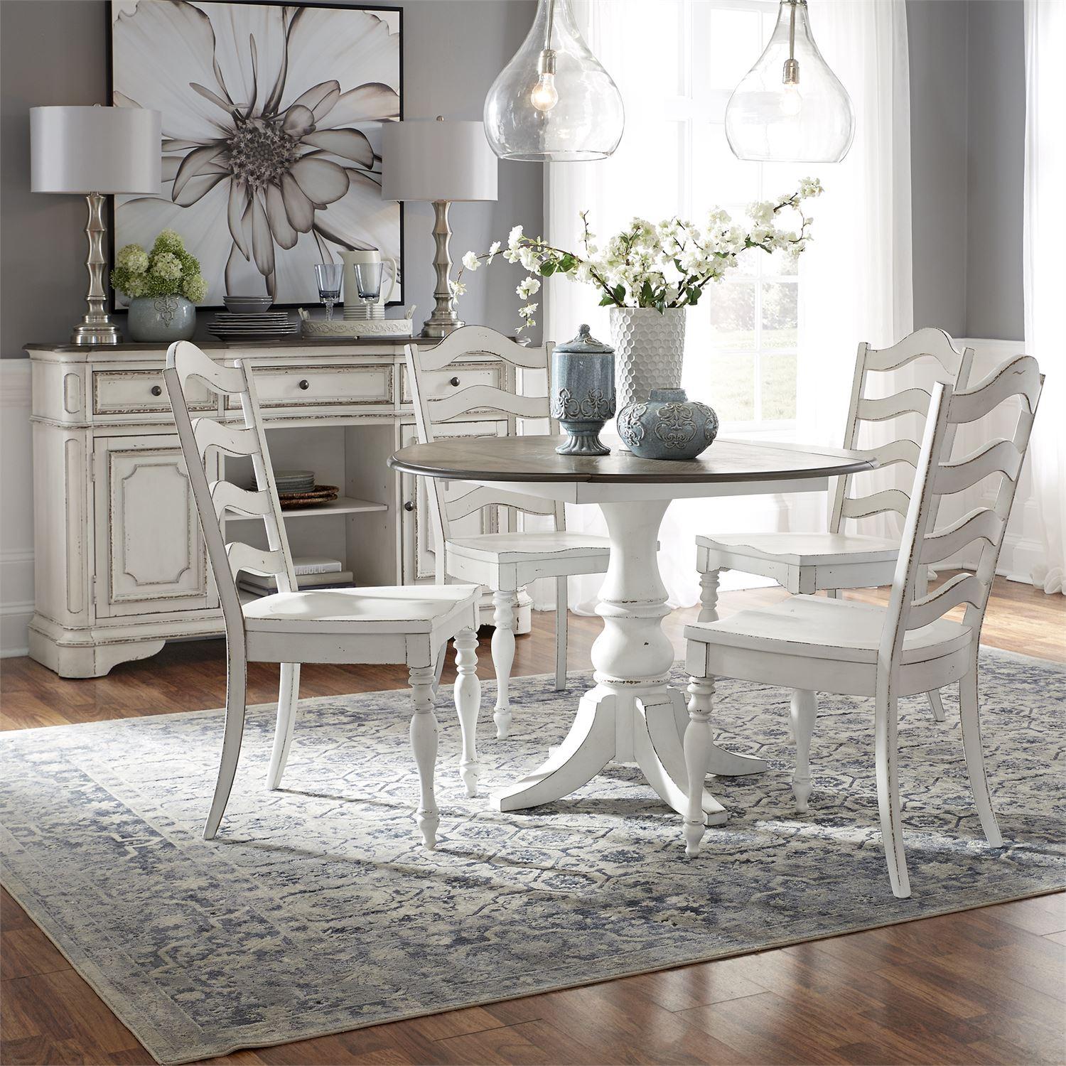 European Traditional Dining Table Set Magnolia Manor  (244-CD) Dining Room Set 244-CD-5DLS in White 