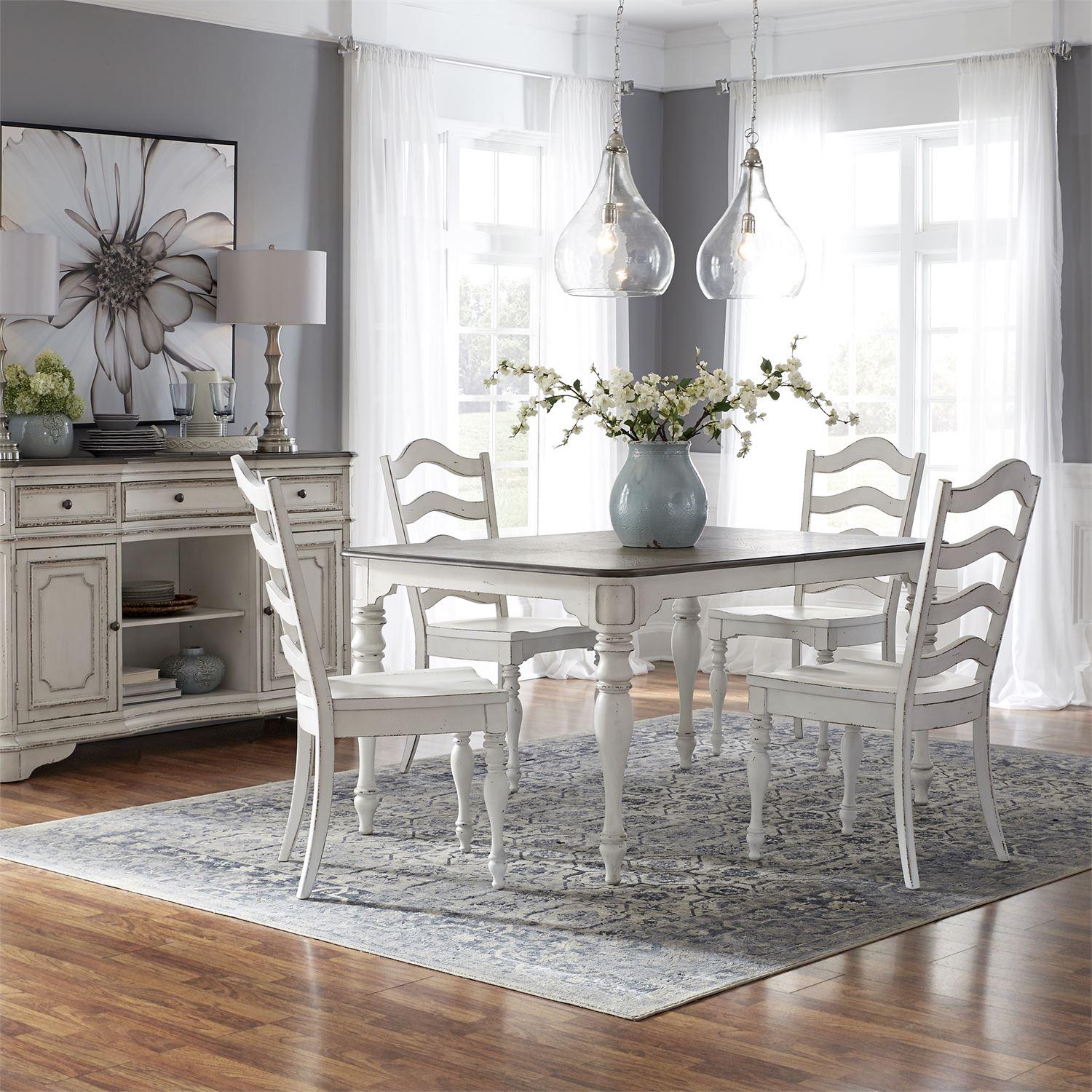 European Traditional Dining Table Set Magnolia Manor  (244-CD) Dining Room Set 244-CD-5LTS in White 