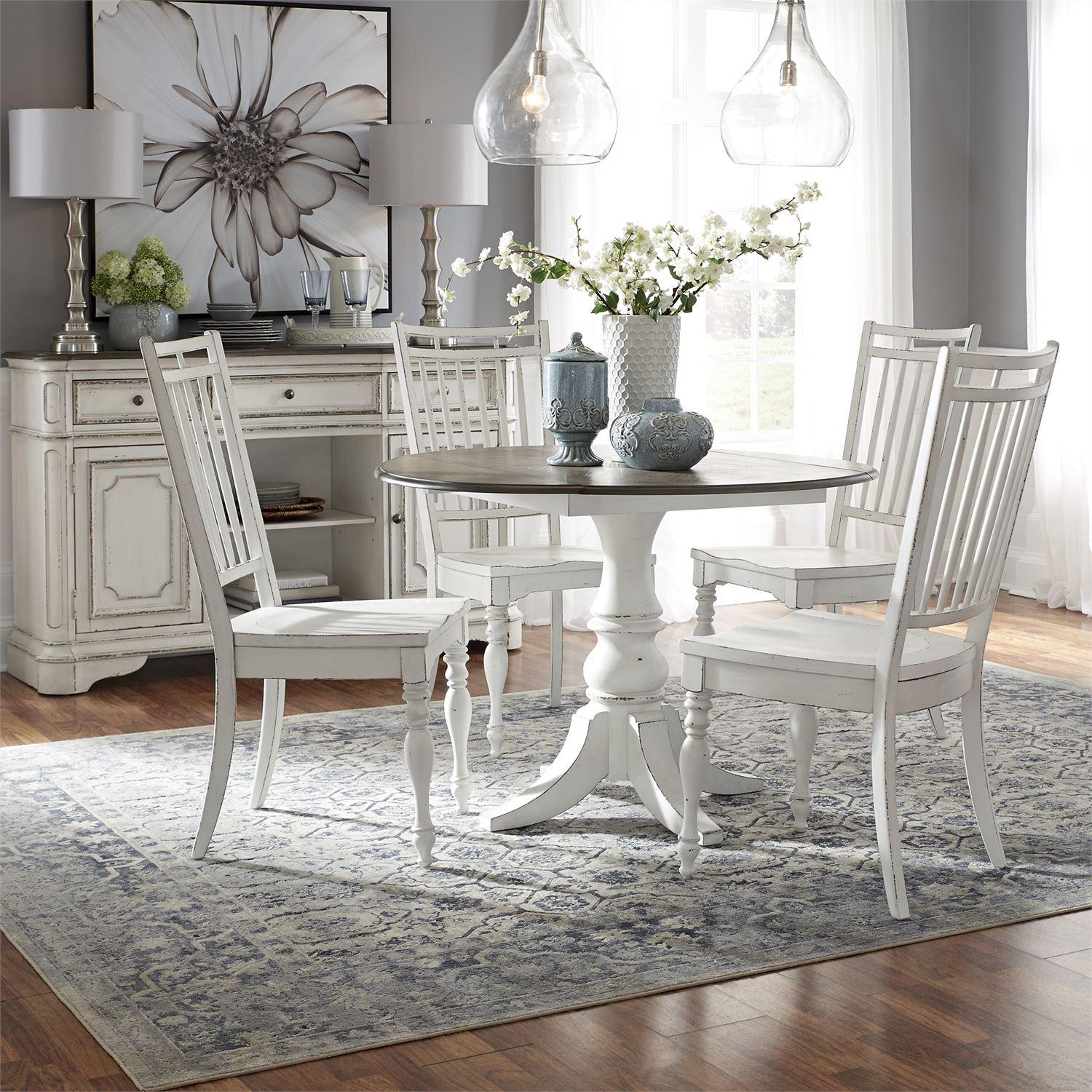 European Traditional Dining Table Set Magnolia Manor  (244-CD) Dining Room Set 244-CD-O5DLS in White 