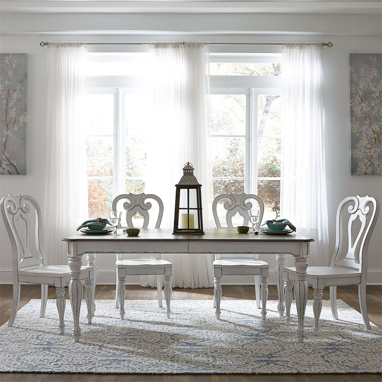 European Traditional Dining Table Set Magnolia Manor  (244-DR) Dining Room Set 244-DR-O5LTS in White 