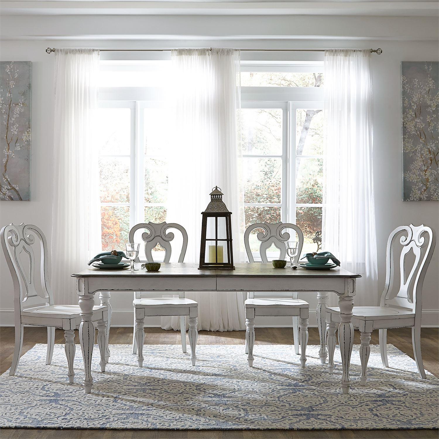 European Traditional Dining Table Set Magnolia Manor  (244-DR) Dining Room Set 244-DR-O5RLS in White 
