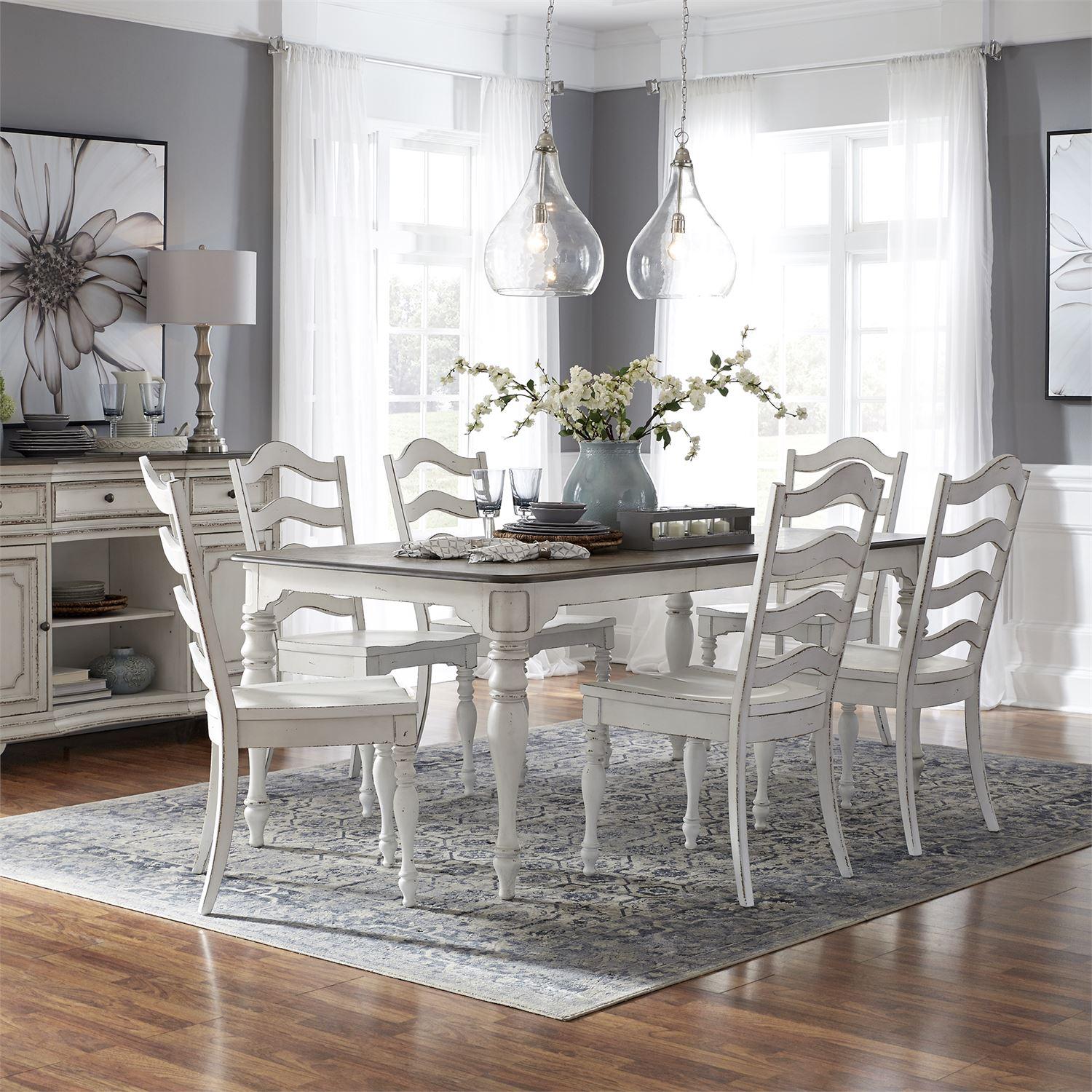European Traditional Dining Table Set Magnolia Manor  (244-CD) Dining Room Set 244-CD-7LGS in White 