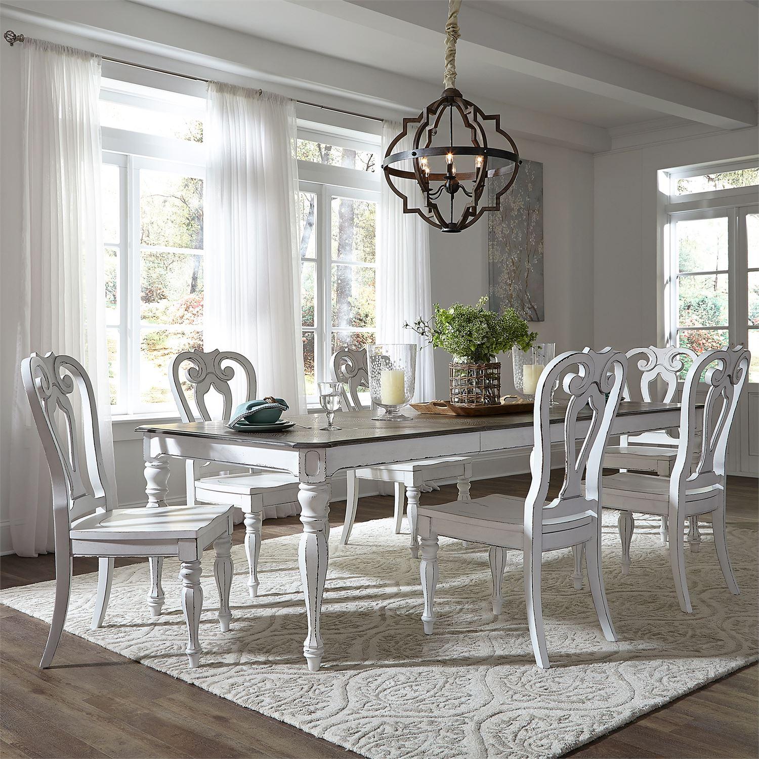 European Traditional Dining Table Set Magnolia Manor  (244-DR) Dining Room Set 244-DR-O7LGS in White 