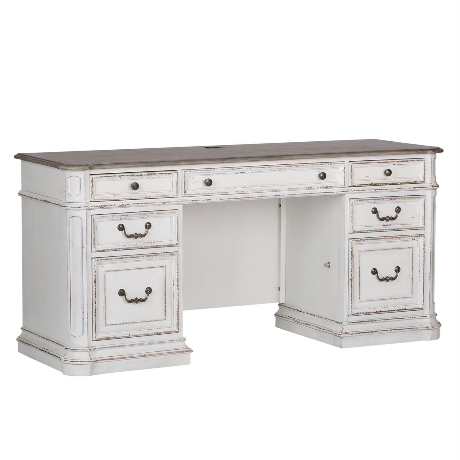 

    
White Finish Wood Executive Desk Magnolia Manor 244-HOJ-2PCS Liberty Furniture
