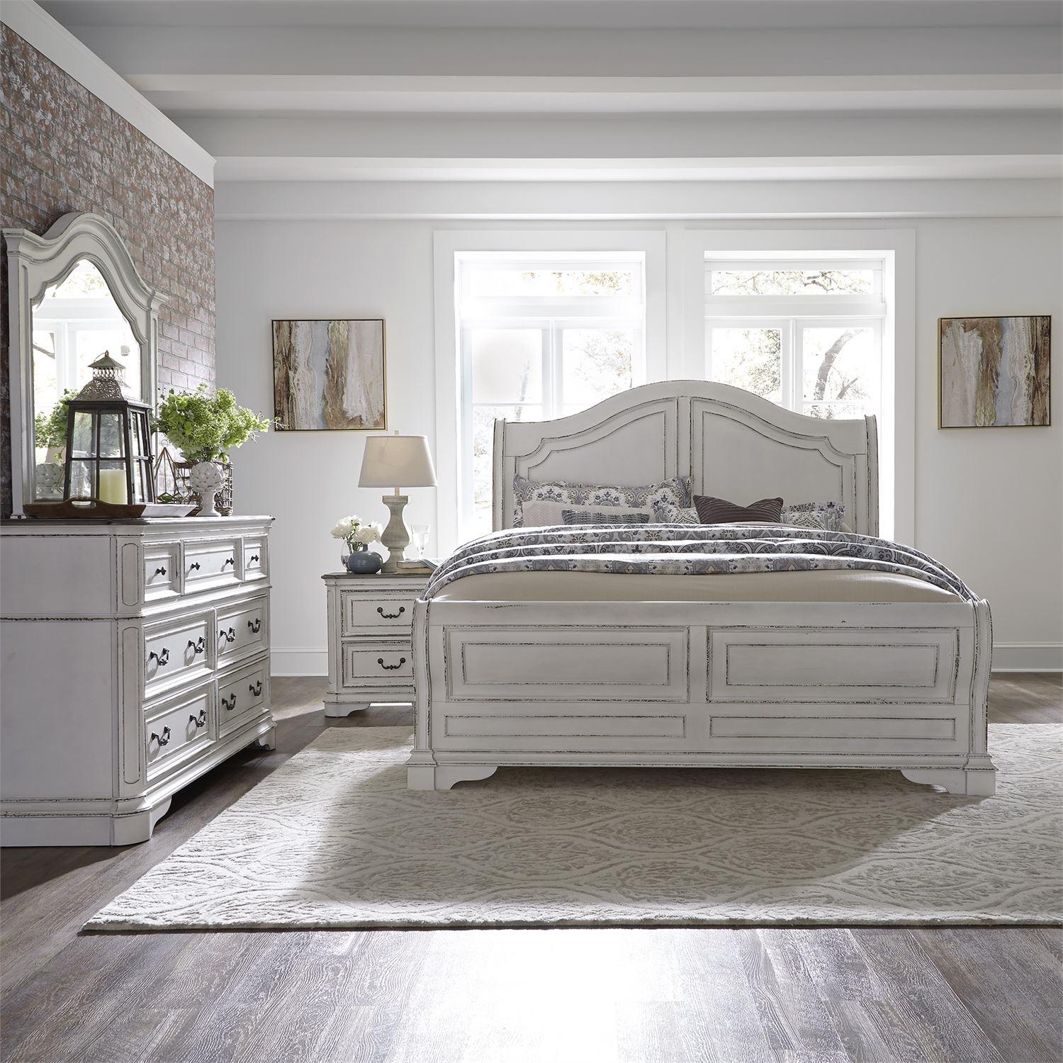 

    
Antique White Finish Queen Sleigh Bedroom Set 4Pcs Magnolia Manor 244-BR Liberty Furniture
