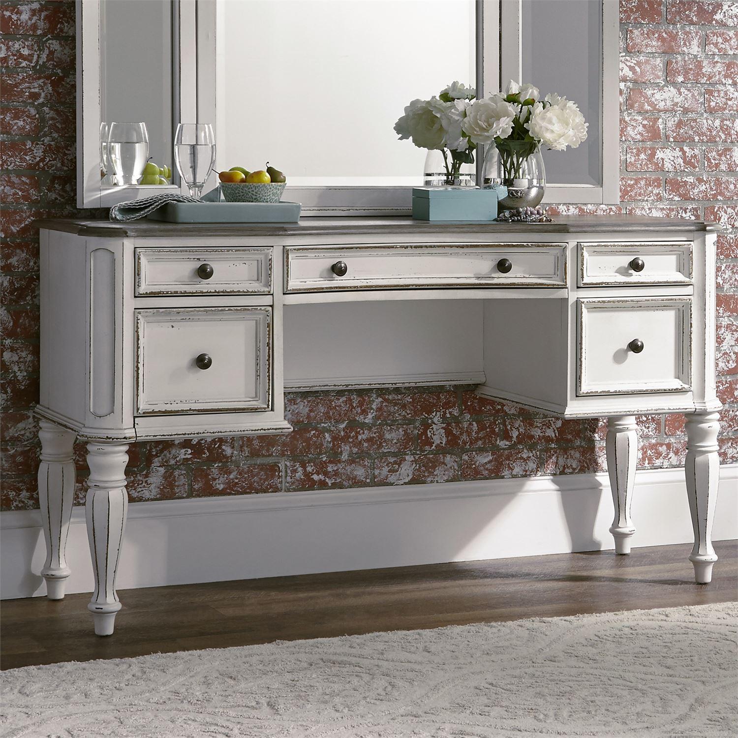 European Traditional Vanity desk Magnolia Manor  (244-BR) Vanity 244-BR35 in White 