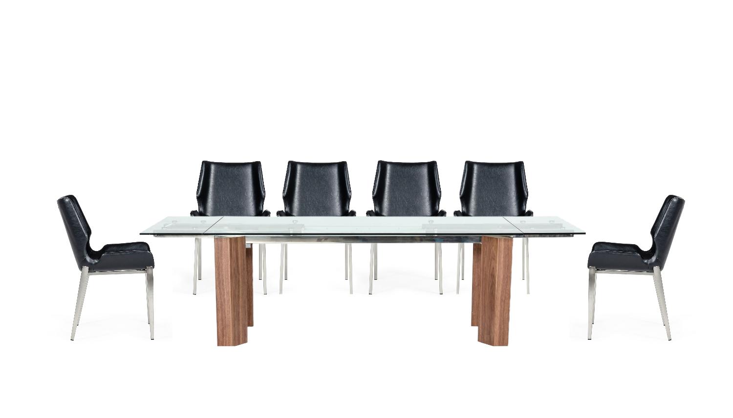 

    
Extendable Glass Large Dining Table + 6 Chairs by VIG Modrest Helena
