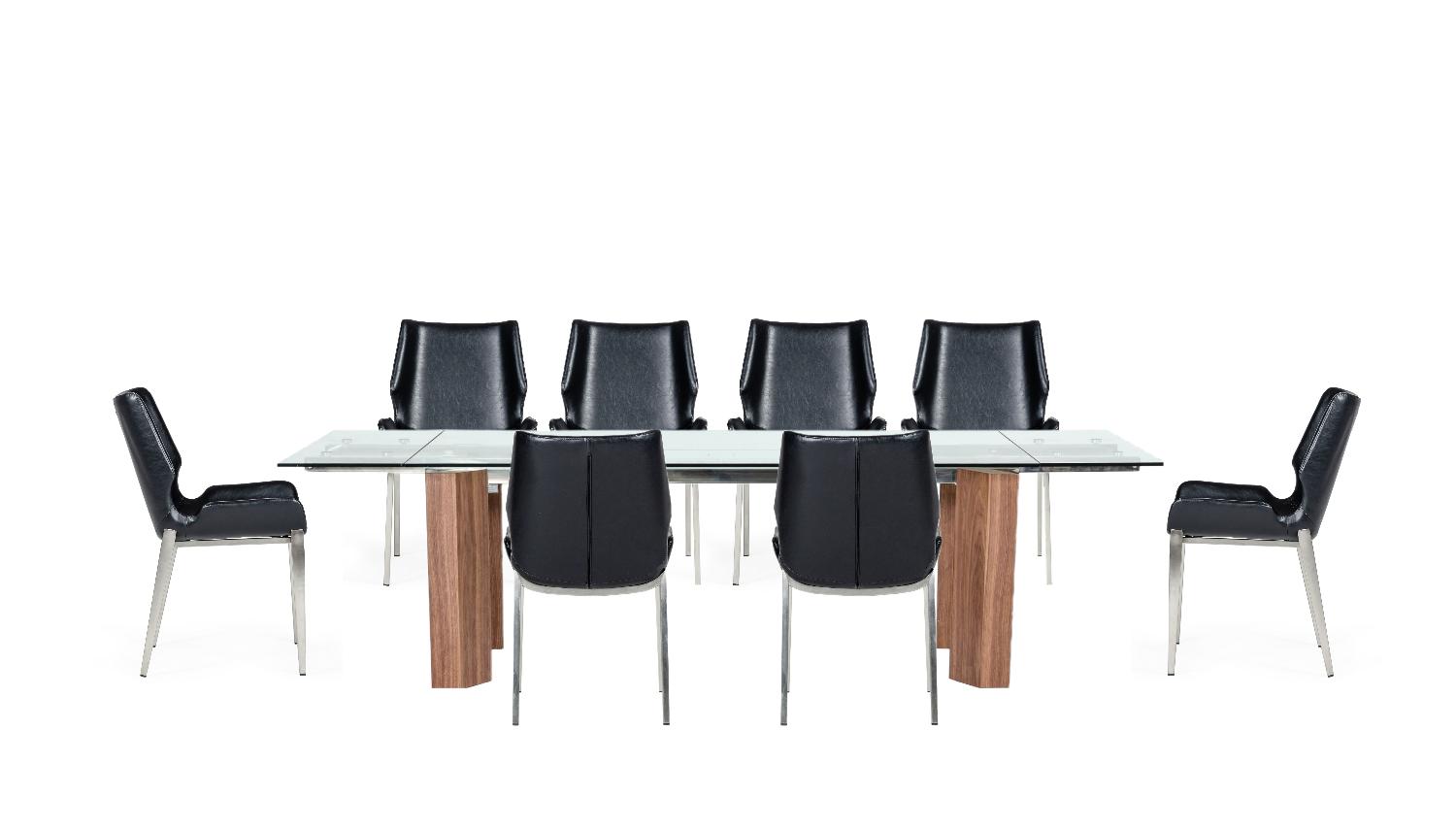 

    
Extendable Glass Large Dining Table + 8 Chairs by VIG Modrest Helena

