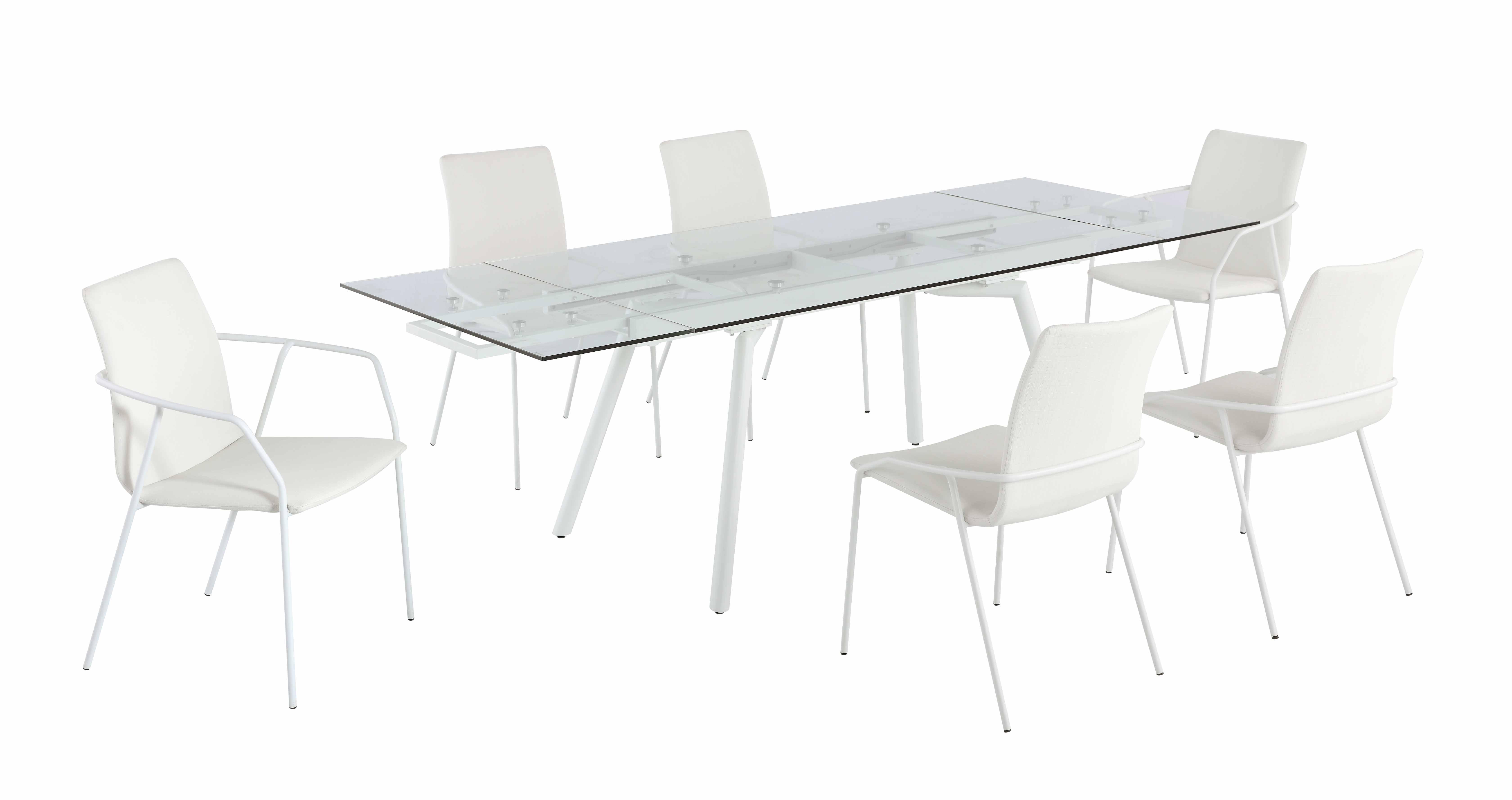

    
Extendable Glass Table Dining Set 7 Pcs Contemporary Alicia by Chintaly Imports
