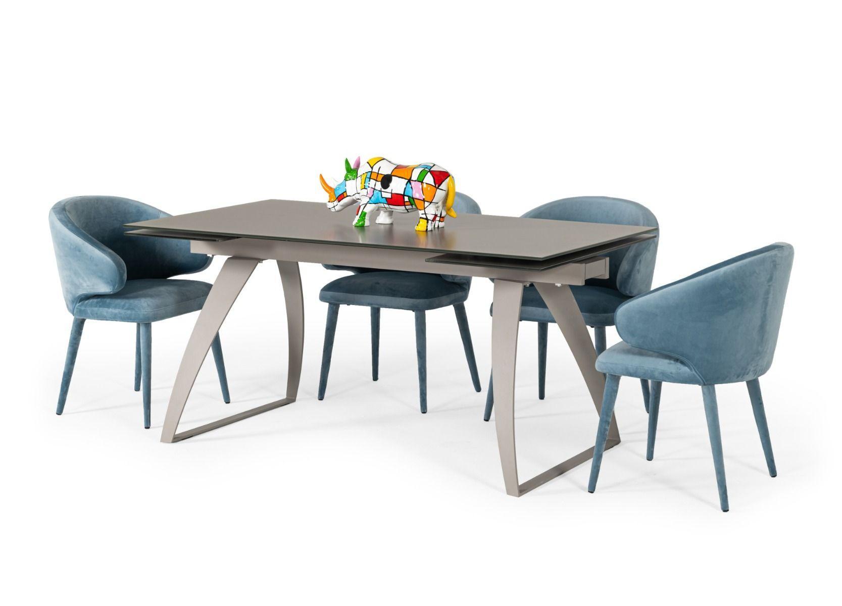 Contemporary, Modern Dining Room Set Pittson Salem VGYFDT8852F-GRY-DT-9pcs in Gray Fabric