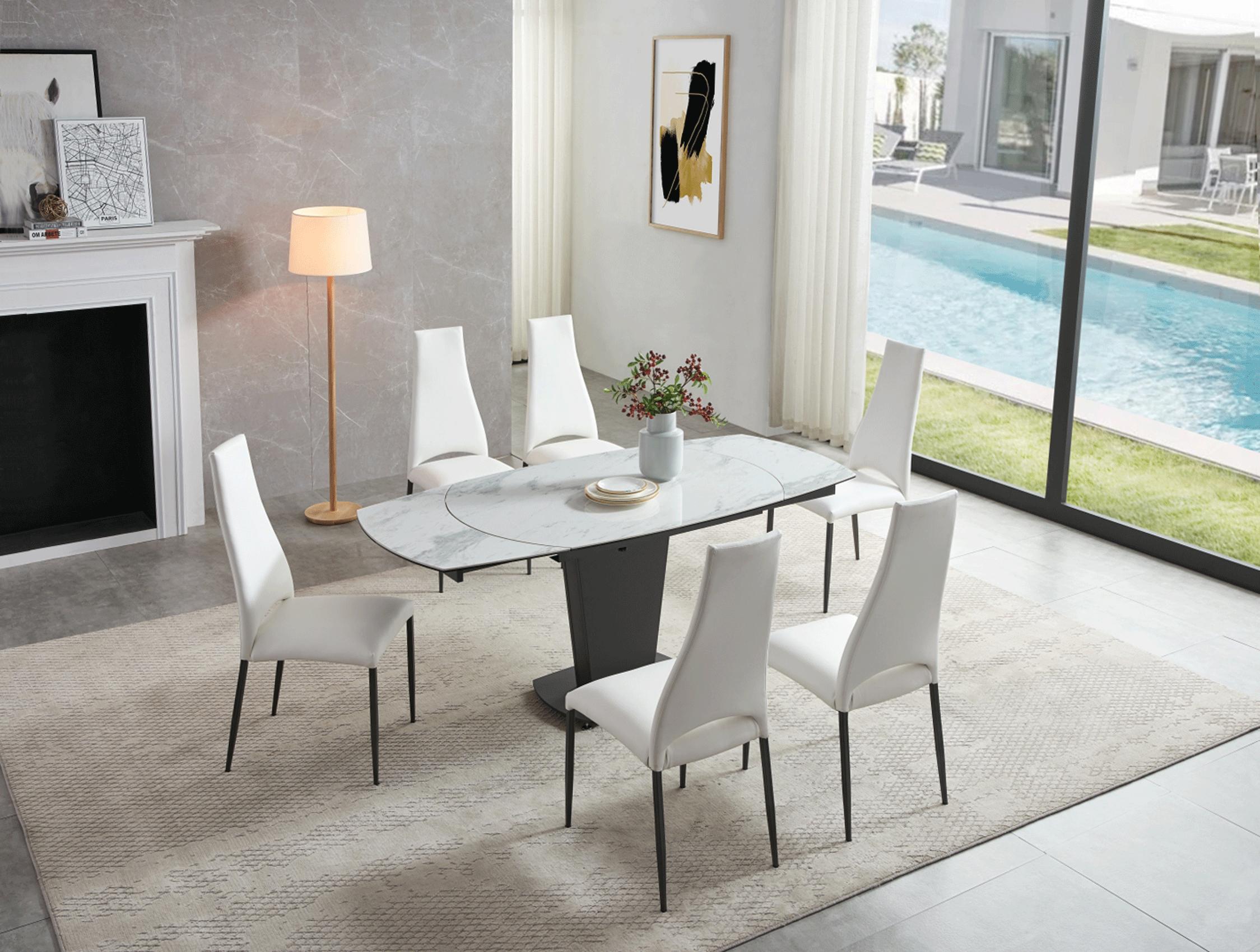 

    
 Shop  Extendable White Marble Ceramic 5mm Table ESF 2417 Made in Italy Contemporary
