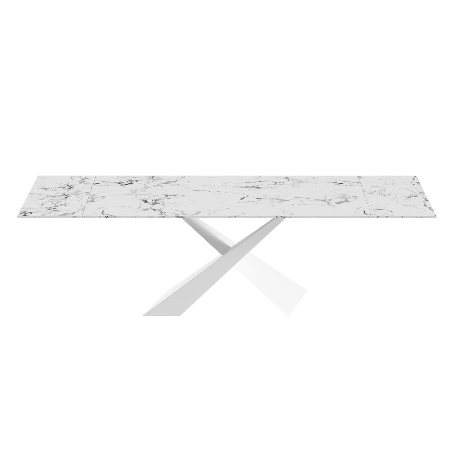 

    
Extendable White Marble looking Dining Table 9113 ESF Made in Italy Modern
