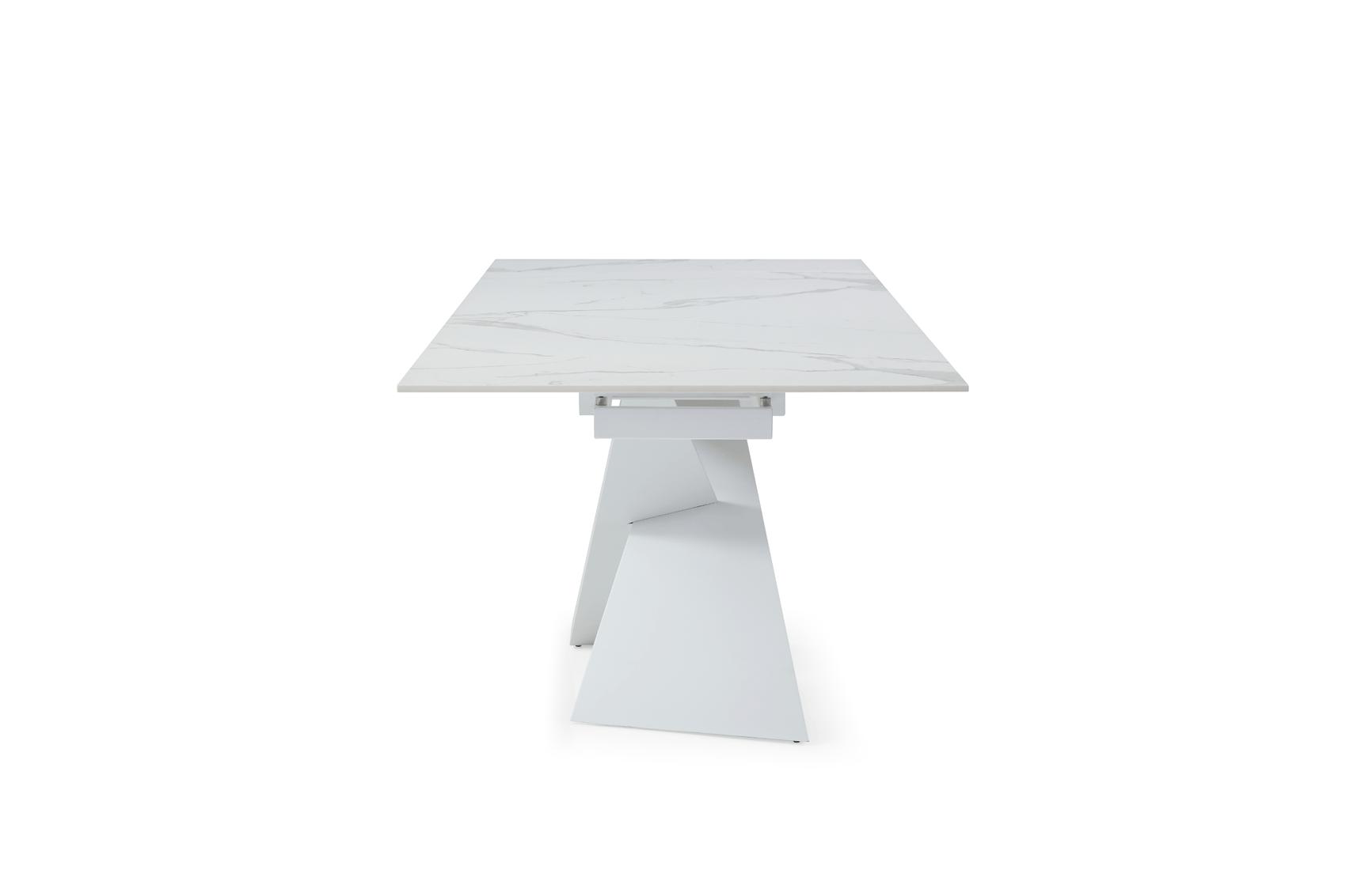 

    
 Photo  Extendable White Marble looking Dining Table 9113 ESF Made in Italy Modern

