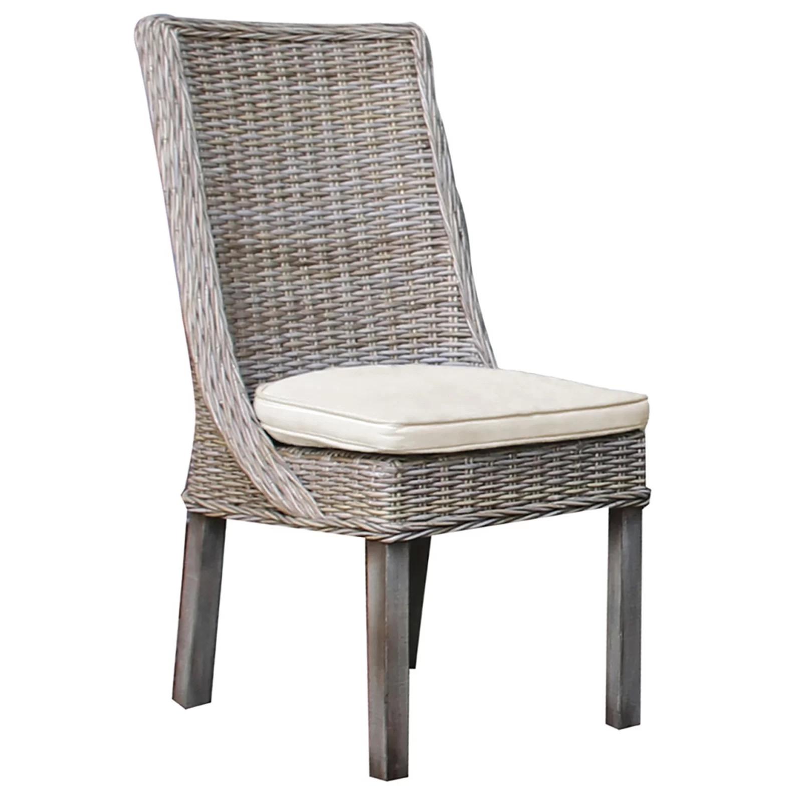 Classic Outdoor Side Chair Exuma PJS-3001-KBU-SC in Gray, Beige Fabric