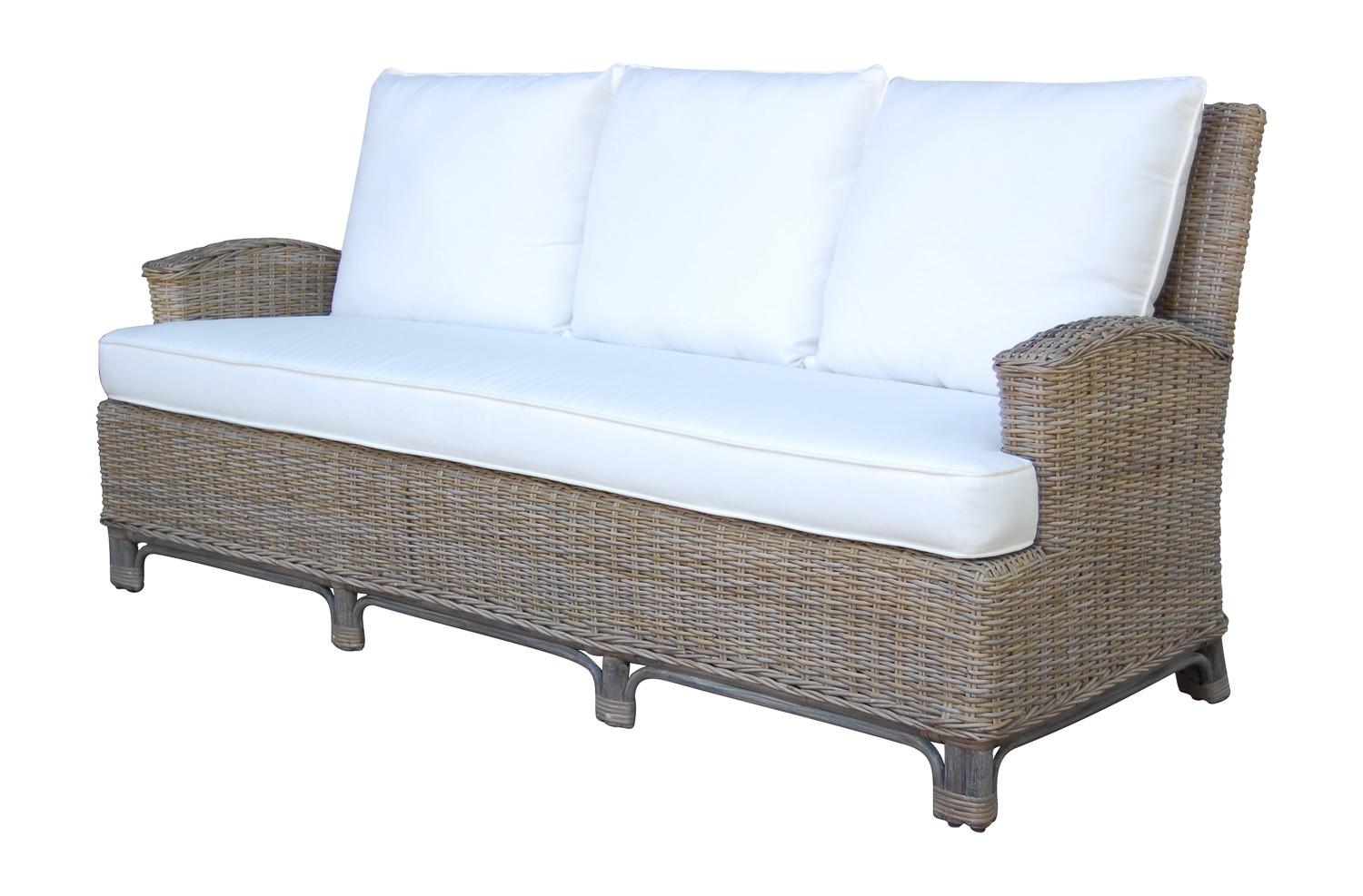 Classic Outdoor Sofa Exuma PJS-3001-KBU-S in Gray, Beige Fabric