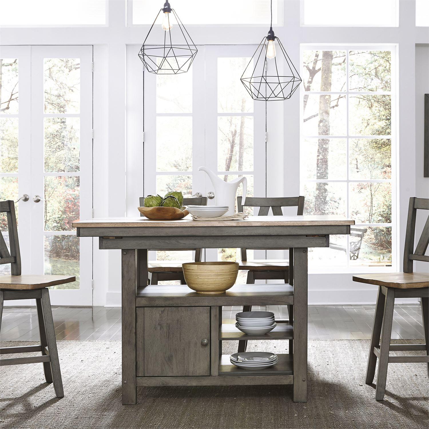 Farmhouse Counter Dining Set Lindsey Farm  (62-CD) Dining Room Set 62-CD-5GTS in Gray 