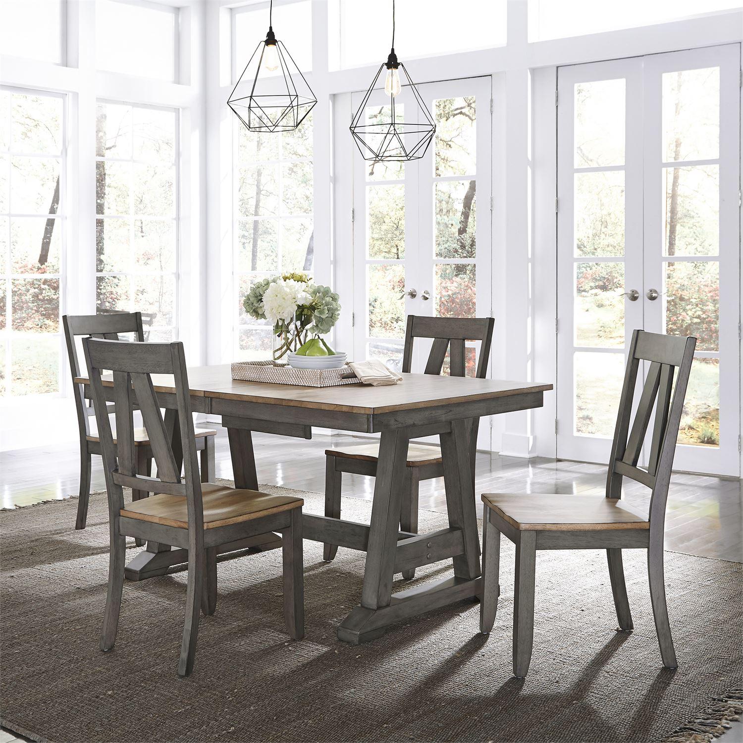 

    
Gray and Sandstone Finish Dining Room Set 5 Pcs 62-CD-5TRS Liberty Furniture
