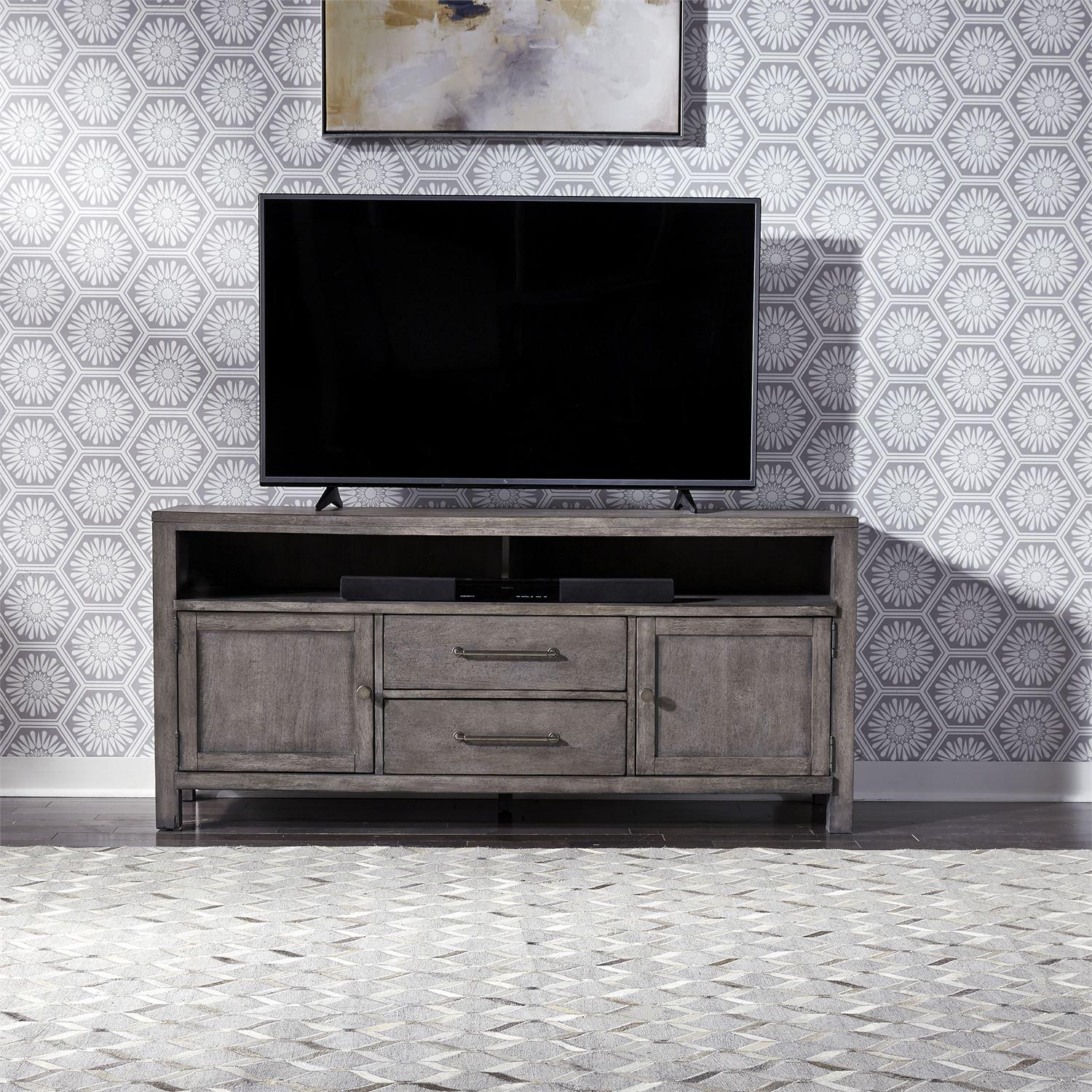Farmhouse TV Stand Modern Farmhouse  (406-ENTW) TV Stand 406-TV66 in Gray 