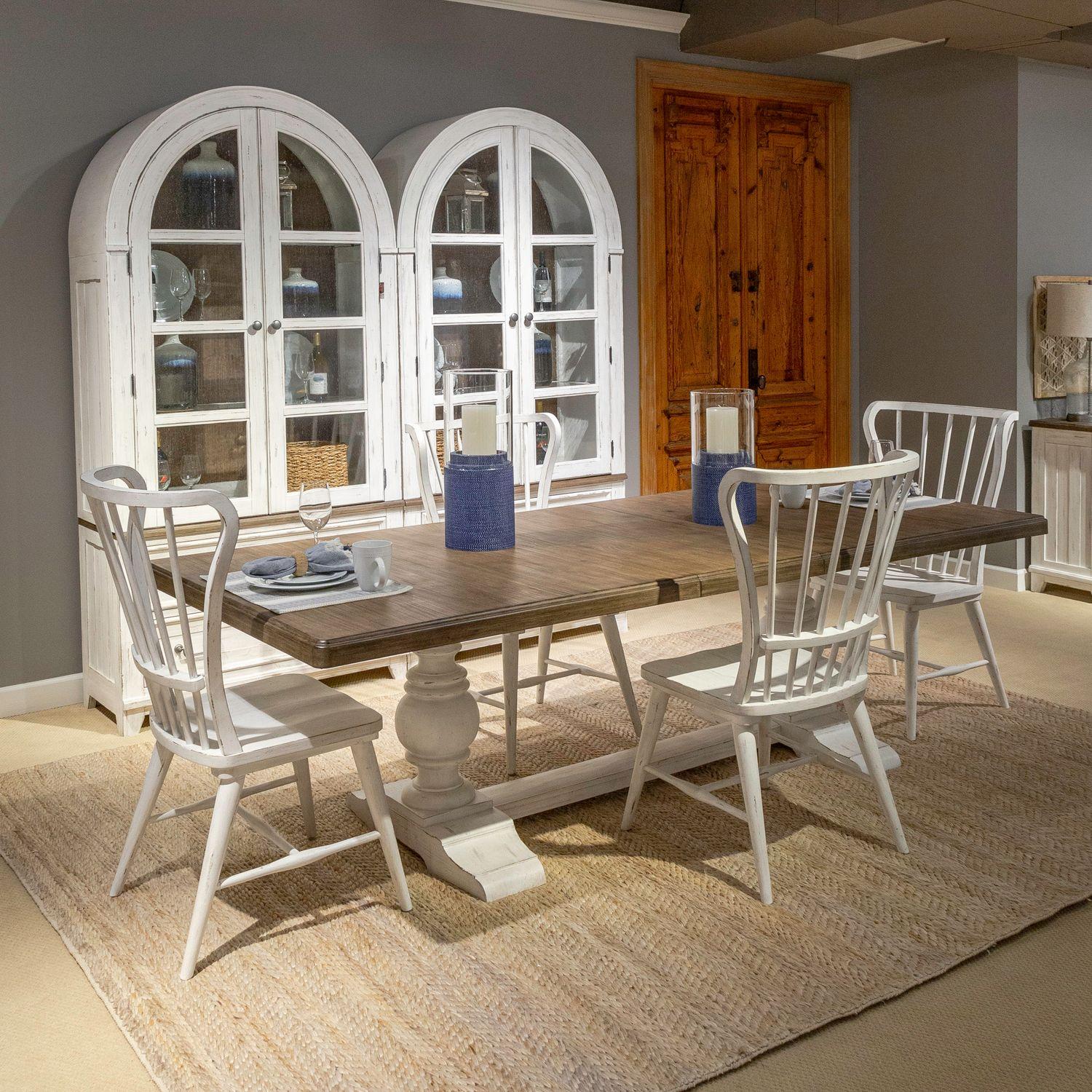Farmhouse Dining Table Set River Place 237-DR-5TRS in White 
