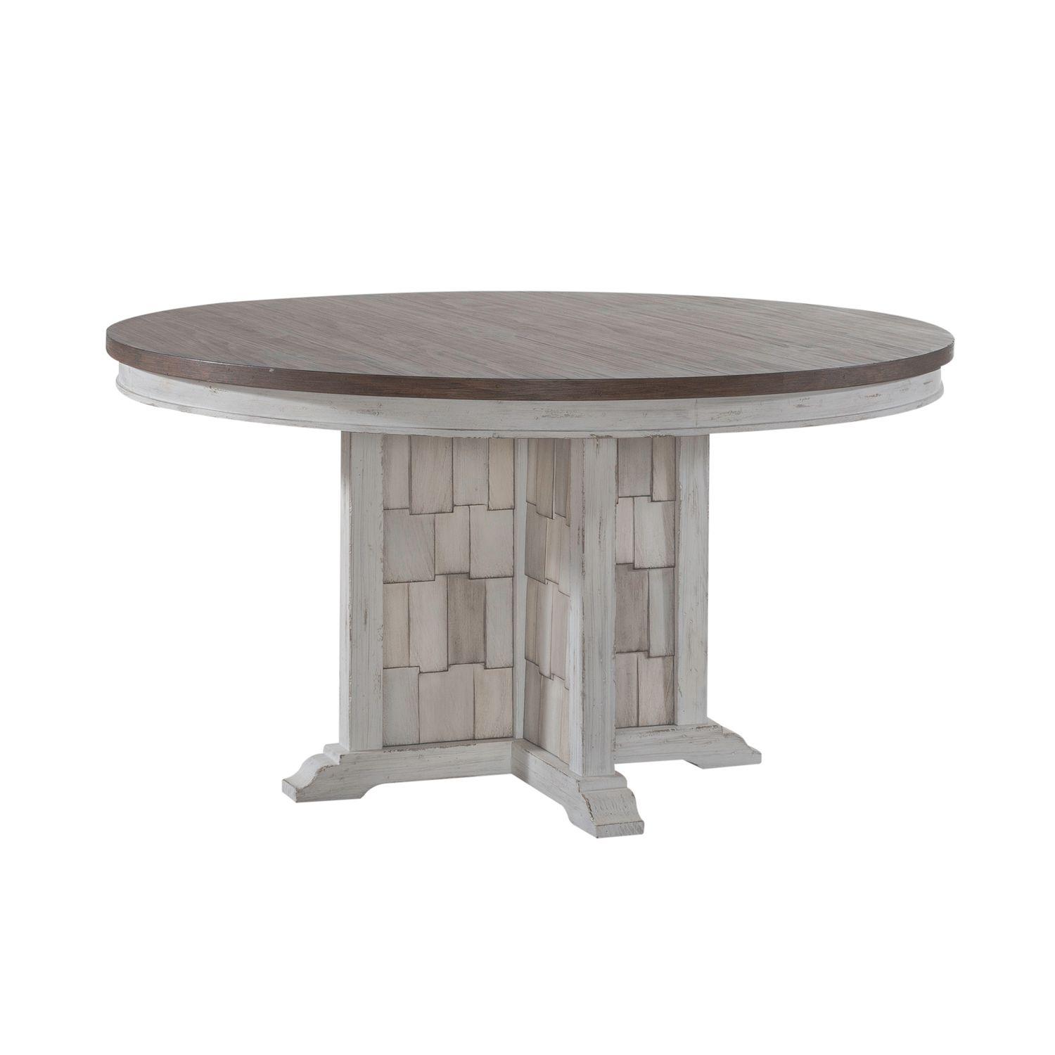 Farmhouse Round table River Place (237-DR) 237-DR-PED in White 