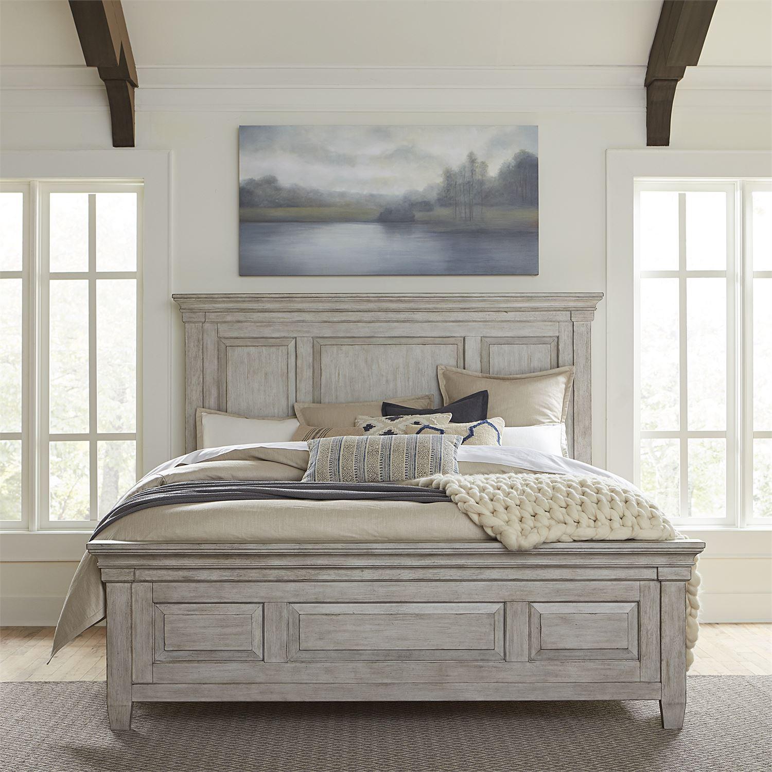Farmhouse Panel Bed Heartland  (824-BR) Panel Bed 824-BR-KPB in White 
