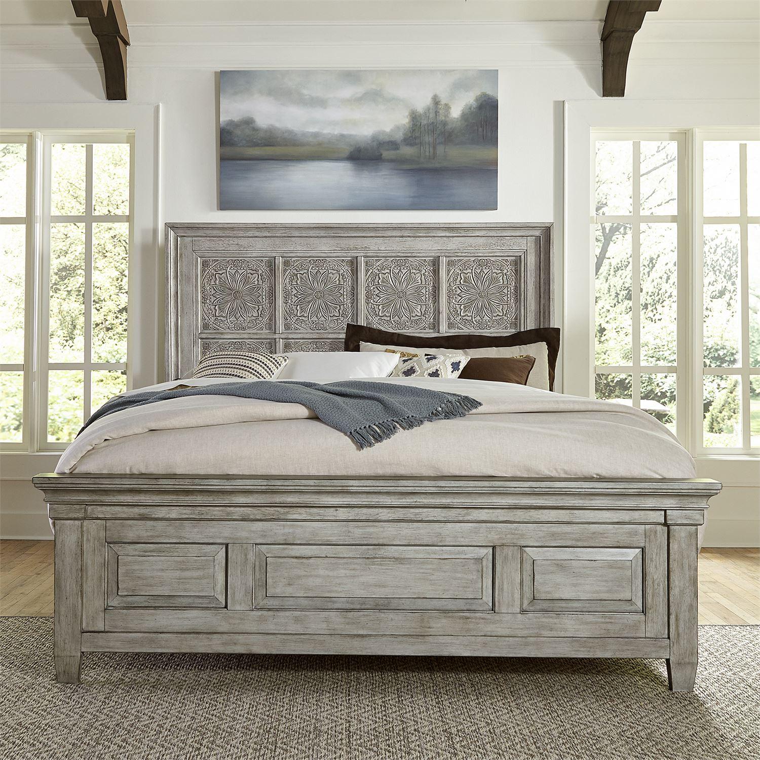 Farmhouse Panel Bed Heartland  (824-BR) Panel Bed 824-BR-OKPB in Gray 
