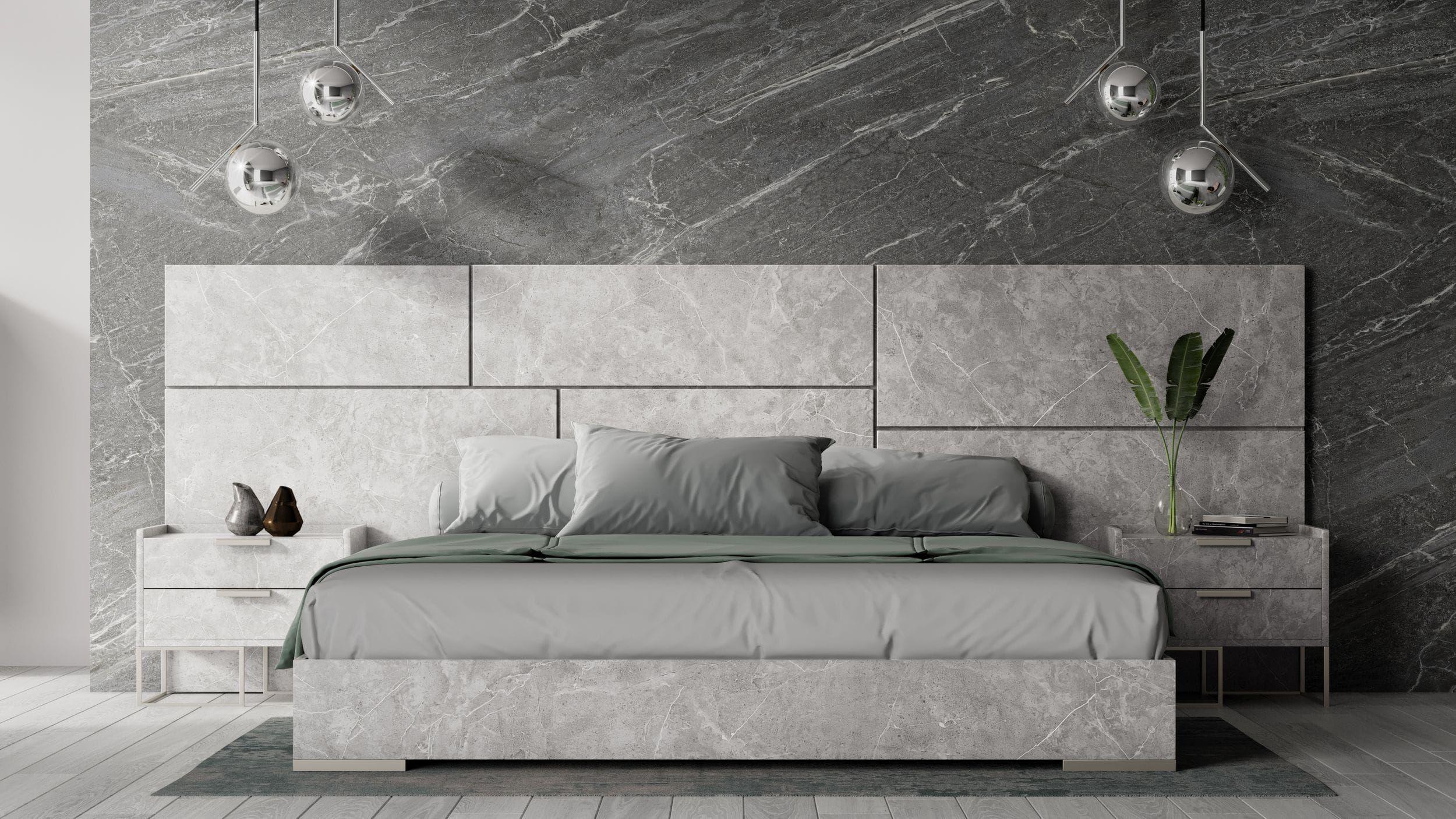 

    
Faux Gray Marble King Panel Bed w/ 2 Nightstands by VIG Nova Domus Marbella
