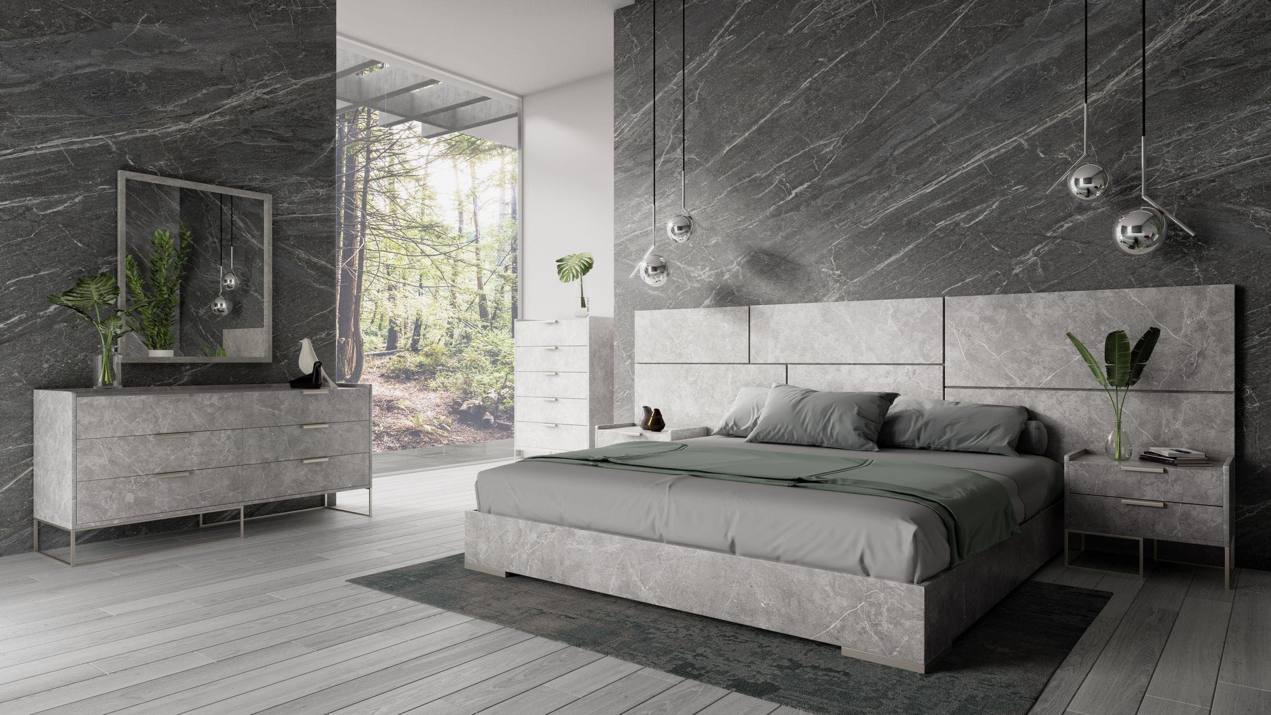 Modern Panel Bedroom Set Marbella VGACMARBELLA-GRY-BED-K-5pcs in Gray 