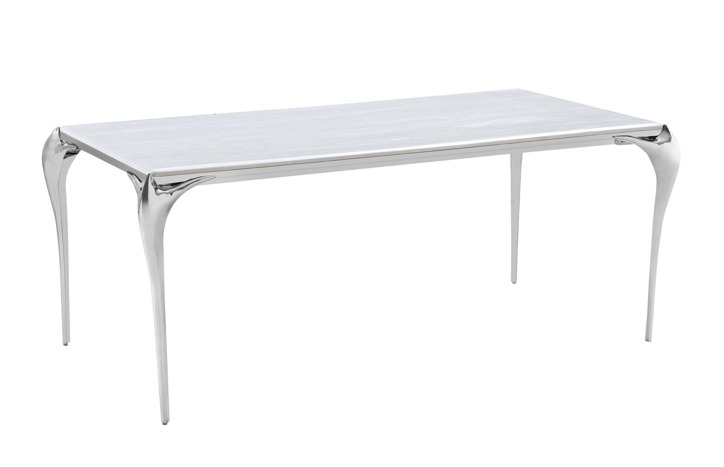 

    
Faux Marble & Stainless Steel Dining Table VIG Modrest Vince

