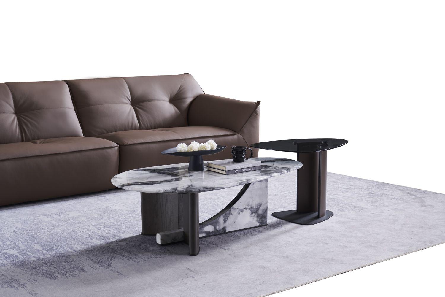Modern Coffee Table and End Table Set CT-J983 / ET-J983 CT-J983-2PC in Natural, Dark Brown 