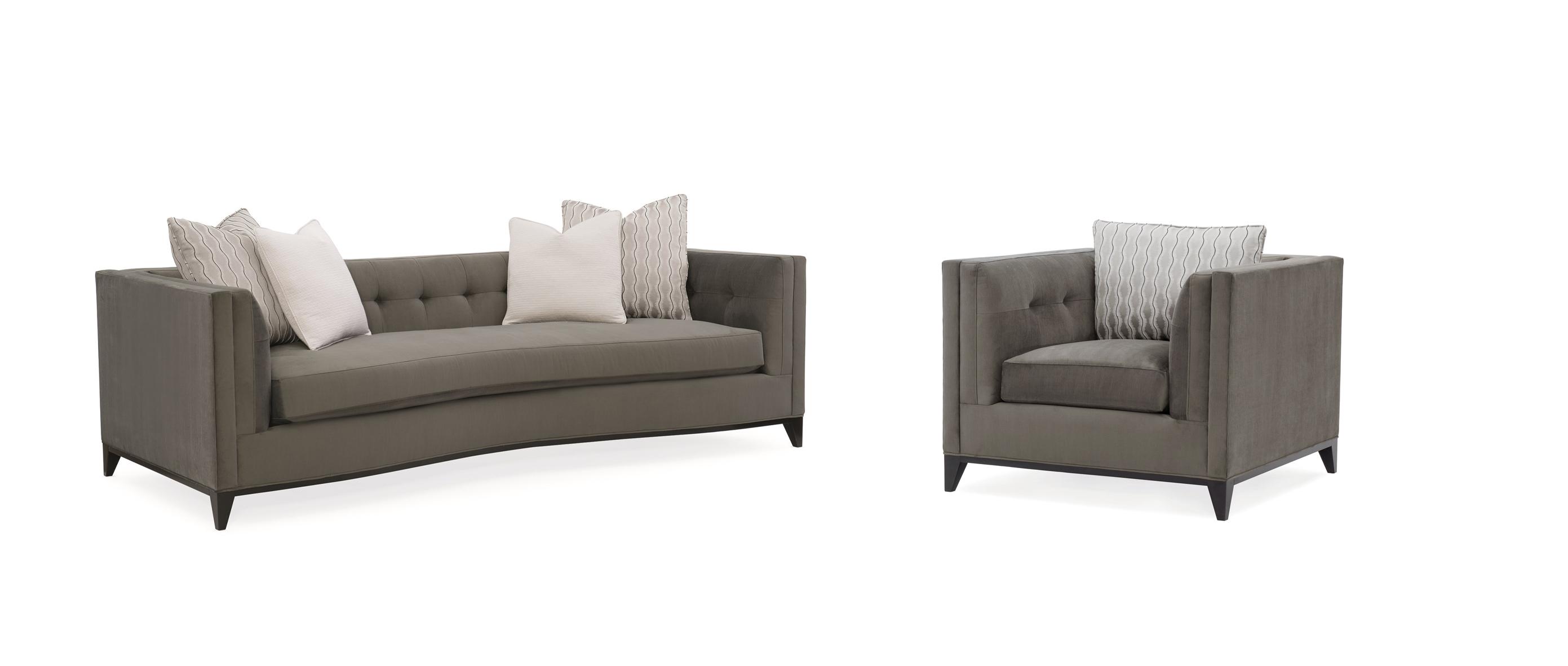 Contemporary Sofa and Chair GRACE SOFA M080-418-011-A-Set-2 in Ebony, Gray Velvet
