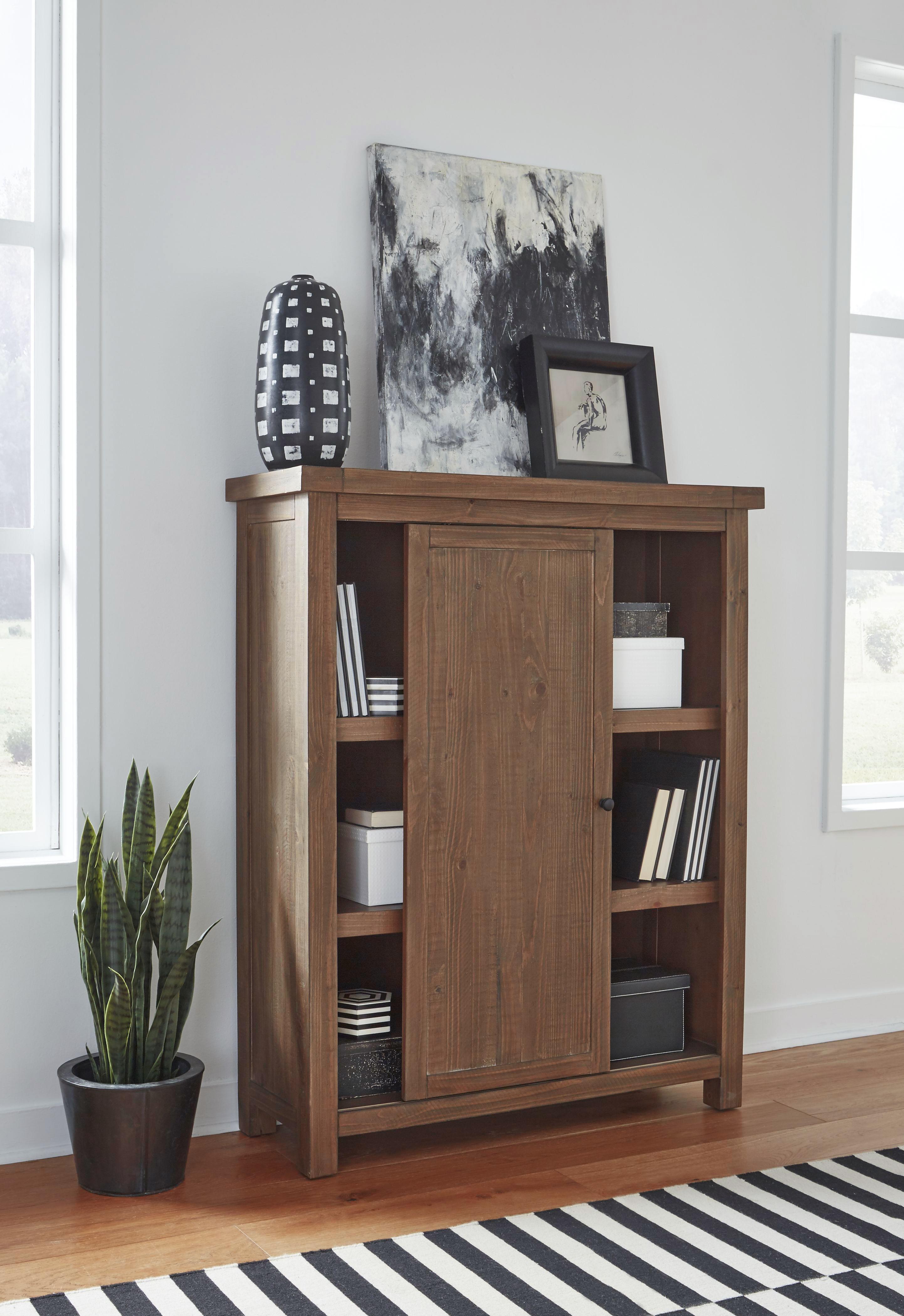 

    
Flint Oak Finish Solid Wood Rustic Sliding Door Bookcase AUTUMN by Modus Furniture
