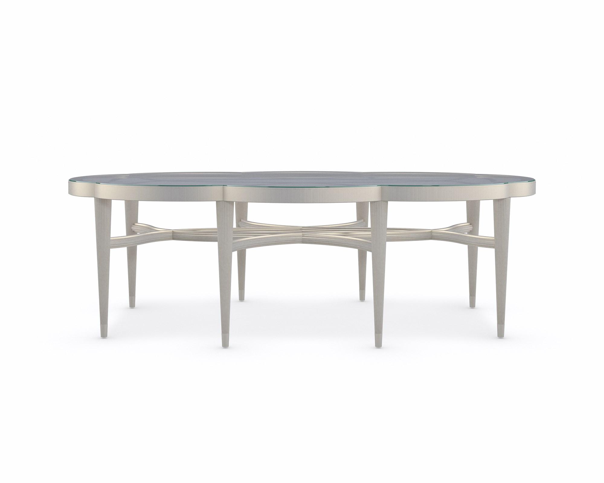 

        
Caracole LILLIAN Cocktail Table and End Table Taupe/Silver  662896036985
