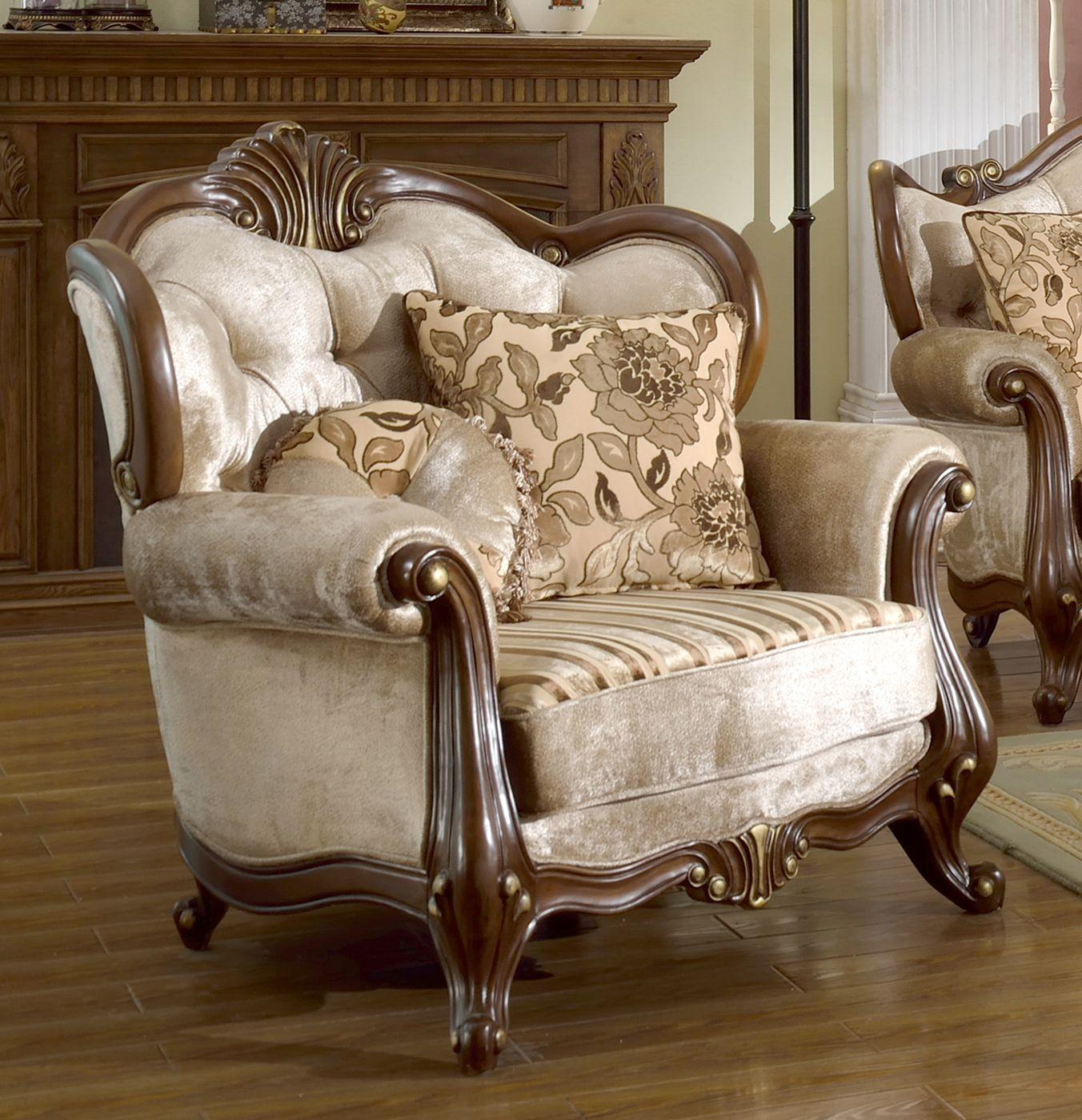 Classic, Traditional Arm Chairs SF8700 SF8700 in Brown, Beige Fabric