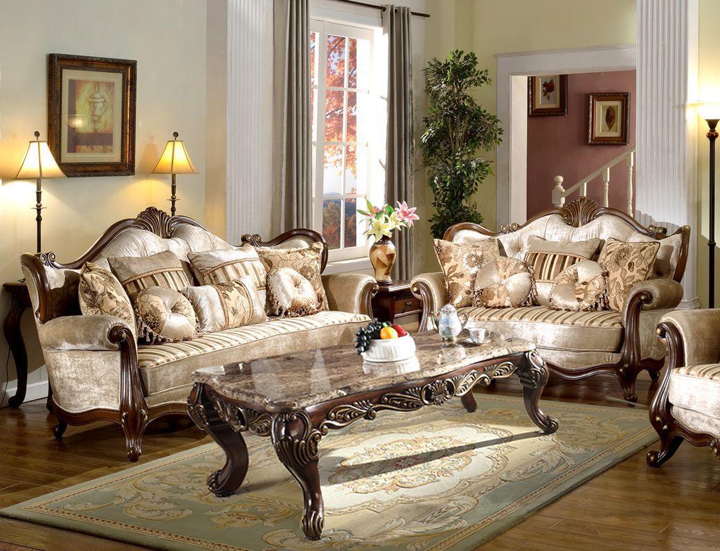 

    
French Beige Chenille Cherry Carved Wood Sofa Set 2Pcs Traditioanal McFerran SF8700
