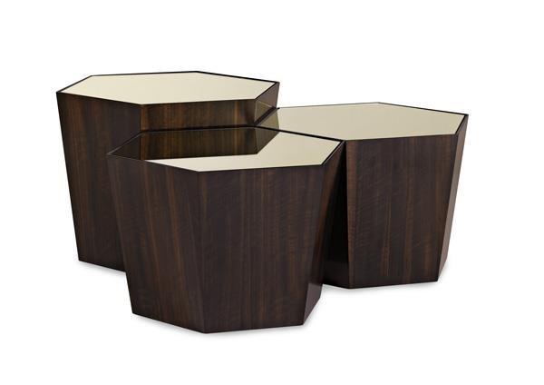 Contemporary Coffee Table Set WHAT'S YOUR POINT CON-COCTAB-023 CON-COCTAB-022-Set-3 in Chrome, Gold, Brown 