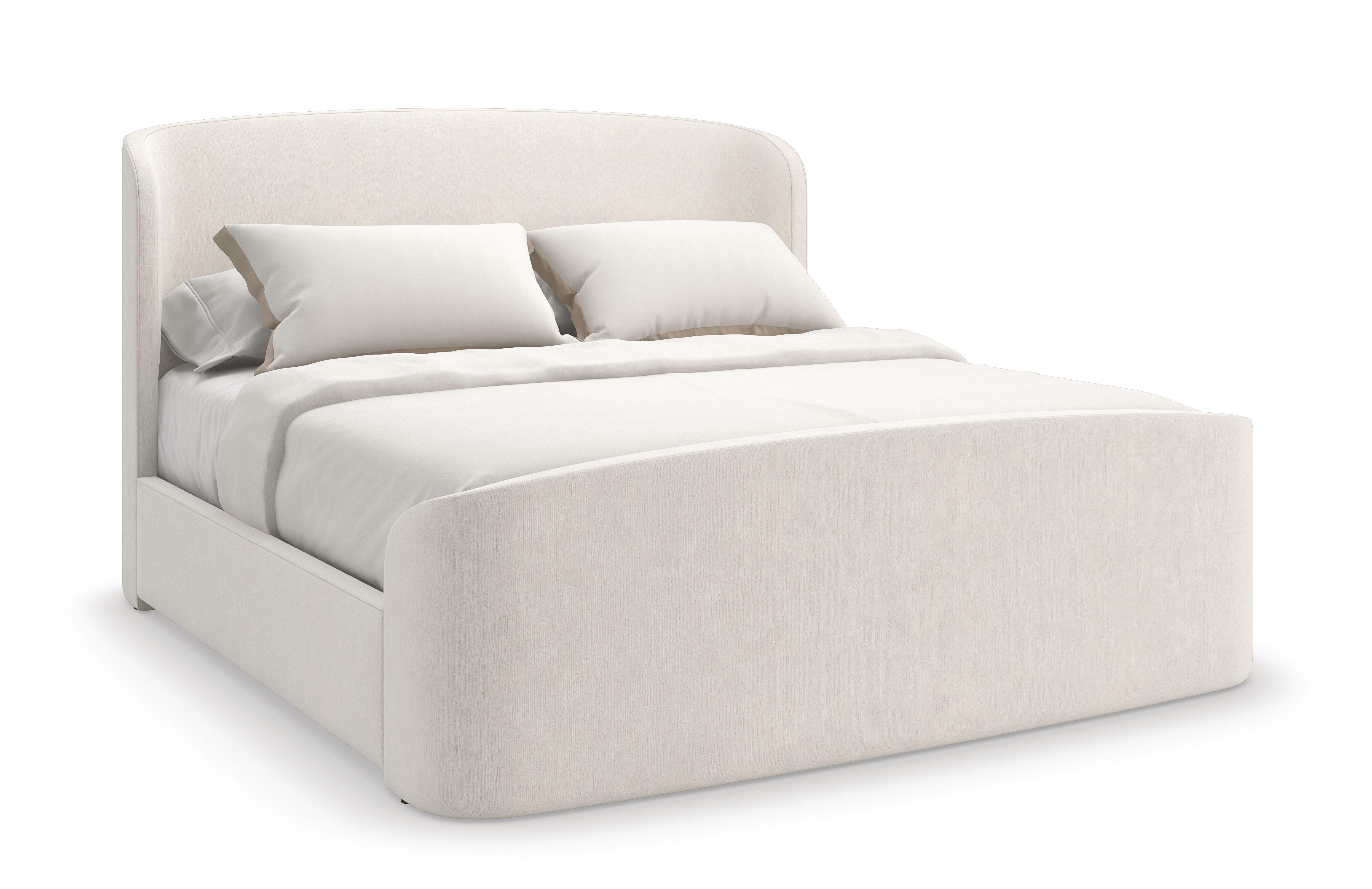 Contemporary Platform Bed SOFT EMBRACE CLA-022-121 in Light Gray, Dark Chocolate Fabric